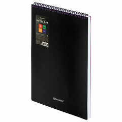 Блокнот БОЛЬШОГО ФОРМАТА А4, 80 л., обложка пластик, клетка, BRAUBERG &laquo;Metropolis&raquo;, ЧЕРНЫЙ, 115577