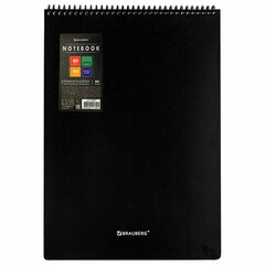 Блокнот БОЛЬШОГО ФОРМАТА А4, 80 л., обложка пластик, клетка, BRAUBERG &laquo;Metropolis&raquo;, ЧЕРНЫЙ, 115577