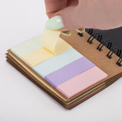 Закладки клейкие в книжке BRAUBERG PASTEL 200 штук: 50&times;15 мм 5 цветов х 25 листов, 50&times;75 мм 3 цвета х 25 листов, 115582