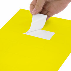 Этикетка самоклеящаяся 70&times;37,1 мм, 24 этикетки, желтая, 80 г/<wbr/>м<sup>2</sup>, 50 листов, STAFF BASIC, 115683