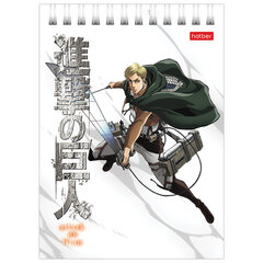 Блокнот МАЛЫЙ ФОРМАТ А6 110&times;145 мм, 40 л., гребень, лакированный, клетка, HATBER &laquo;Атака Титанов&raquo;, 083956