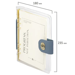 Блокнот А5 180&times;235 мм, BRAUBERG &laquo;Fabulous&raquo;, гибкий, на кольцах, застежка, 80 л., голубой, 116193