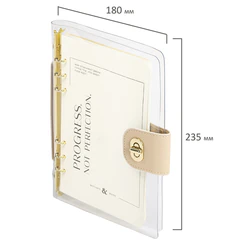 Блокнот А5 180&times;235 мм, BRAUBERG &laquo;Fabulous&raquo;, гибкий, на кольцах, застежка, 80 л., бежевый, 116194