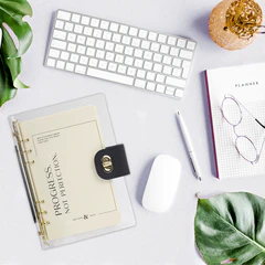 Блокнот А5 180&times;235 мм, BRAUBERG &laquo;Fabulous&raquo;, гибкий, на кольцах, застежка, 80 л., черный, 116196