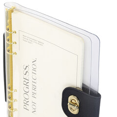 Блокнот А5 180&times;235 мм, BRAUBERG &laquo;Fabulous&raquo;, гибкий, на кольцах, застежка, 80 л., черный, 116196