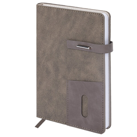 Ежедневник недатированный А5 138х213 мм BRAUBERG "Cowboy", под кожу, застежка 160 л., коричневый, 116198