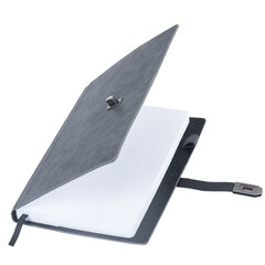 Ежедневник недатированный А5 152&times;220 мм BRAUBERG &laquo;Sirius&raquo;, под кожу, застежка 160 л., серый, 116214