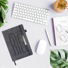 Ежедневник недатированный А5 138&times;213 мм BRAUBERG &laquo;BeStyle&raquo;, под кожу, резинка, держатель, 160 л., графитовый, 116215