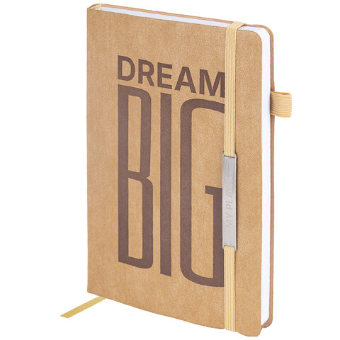 Ежедневник недатированный А5 138х213 мм BRAUBERG "BeStyle", под кожу, резинка, держатель, 160 л., песочный, 116216