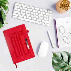 Ежедневник недатированный А5 138&times;213 мм BRAUBERG &laquo;BeStyle&raquo;, под кожу, резинка, держатель, 160 л., красный, 116217