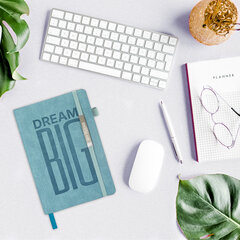 Ежедневник недатированный А5 138&times;213 мм BRAUBERG &laquo;BeStyle&raquo;, под кожу, резинка, держатель, 160 л., сине-зеленый, 116218