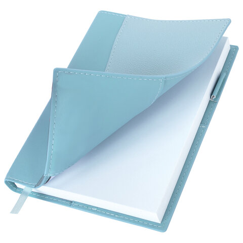 Ежедневник недатированный В6 130х185 мм BRAUBERG "Glam", под кожу, 160 л., голубой, 116220