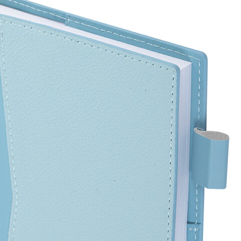 Ежедневник недатированный В6 130х185 мм BRAUBERG "Glam", под кожу, 160 л., голубой, 116220