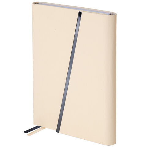 Ежедневник недатированный А5 145х213 мм BRAUBERG "Vogue", под кожу, магнитный клапан, 160 л., бежевый, 116226