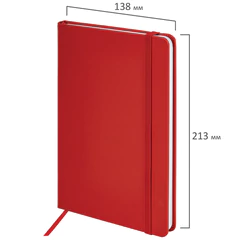 Блокнот А5 138&times;213 мм, BRAUBERG &laquo;Basic&raquo;, под кожу, 80 л., клетка, красный, 116228