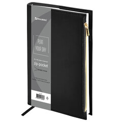 Ежедневник недатированный А5 145&times;220 мм, BRAUBERG &laquo;Zipline&raquo; под кожу, карман-молния,160 л., черный, 116247