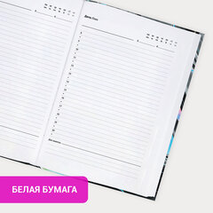 Ежедневник недатированный с резинкой А5 145х203 мм, BRAUBERG, твердый, 128 л., "Waves", 116283