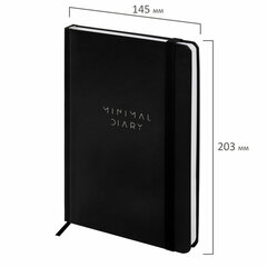 Ежедневник недатированный с резинкой А5 145&times;203 мм, BRAUBERG, твердый, 128 л., &laquo;Minimal&raquo;, черный, 116284