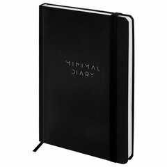 Ежедневник недатированный с резинкой А5 145&times;203 мм, BRAUBERG, твердый, 128 л., &laquo;Minimal&raquo;, черный, 116284