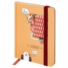 Блокнот с резинкой в клетку 96 л., МАЛЫЙ ФОРМАТ А6, 109х148 мм, твердая обложка, BRAUBERG, "Кофейку?", 116334