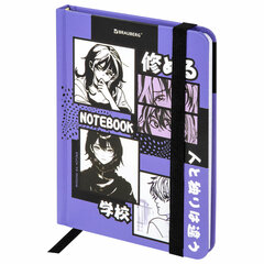 Блокнот с резинкой в клетку 96 л., МАЛЫЙ ФОРМАТ А6, 109х148 мм, твердая обложка, BRAUBERG, "Anime", 116336