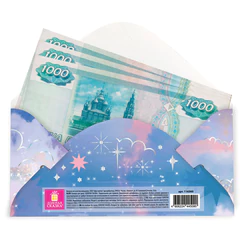 Конверт для денег &laquo;Классика&raquo; 166&times;82 мм, глиттер, фольга, ЗОЛОТАЯ СКАЗКА, 12 дизайнов, 116360