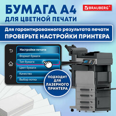 Бумага BRAUBERG DIGITAL SILK, мелованная, матовая, А4, 115 г/<wbr/>м, 250 л., для полноцветной лазерной печати, 130% (CIE), 116395