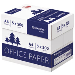 Бумага офисная А4, 80 г/<wbr/>м<sup>2</sup>, 500 л., марка С, белизна 146% (CIE), BRAUBERG ULTRA, 116407