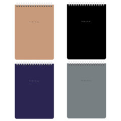 Блокнот А5 146&times;206 мм, 60 л., гребень, картон, жесткая подложка, клетка, BRAUBERG &laquo;Minimal Classic&raquo;, 116426