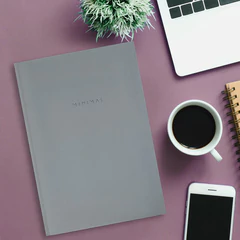 Блокнот БОЛЬШОЙ ФОРМАТ 200&times;290 мм, А4, 80 л., твердый, клетка, BRAUBERG &laquo;Minimal&raquo;, серый, 116433