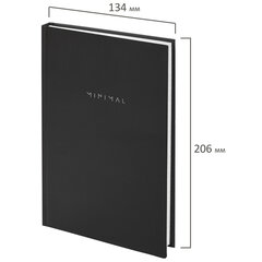 Блокнот А5 134&times;206 мм, 80 л., твёрдый, клетка, BRAUBERG &laquo;Minimal&raquo;, черный, 116436