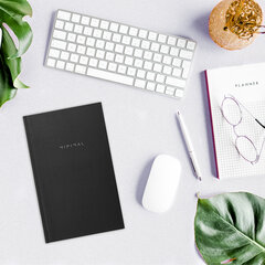 Блокнот А5 134&times;206 мм, 80 л., твёрдый, клетка, BRAUBERG &laquo;Minimal&raquo;, черный, 116436