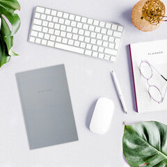 Блокнот А5 134&times;206 мм, 80 л., твёрдый, клетка, BRAUBERG &laquo;Minimal&raquo;, серый, 116437