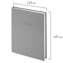 Блокнот МАЛЫЙ ФОРМАТ 110&times;147 мм, А6, 80 л., твердый, клетка, BRAUBERG &laquo;Minimal&raquo;, серый, 116445