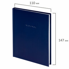 Блокнот МАЛЫЙ ФОРМАТ 110&times;147 мм, А6, 80 л., твердый, клетка, BRAUBERG &laquo;Minimal&raquo;, синий, 116447