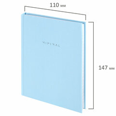 Блокнот МАЛЫЙ ФОРМАТ 110&times;147 мм, А6, 80 л., твердый, клетка, BRAUBERG &laquo;Minimal&raquo;, голубой, 116450