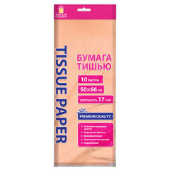 Цветная бумага ТИШЬЮ 17 г/<wbr/>м<sup>2</sup>, 50&times;66 см, 10 листов, персиковый цвет, ЗОЛОТАЯ СКАЗКА, 116481