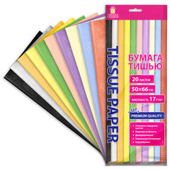 Цветная бумага ТИШЬЮ 17 г/<wbr/>м<sup>2</sup>, 50&times;66 см, 20 листов, 10 цветов, пастель ассорти, ЗОЛОТАЯ СКАЗКА, 116493