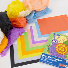 Цветная бумага ТИШЬЮ 17 г/<wbr/>м<sup>2</sup>, А4 (210&times;297 мм), 20 листов, 10 цветов пастель, в папке, BRAUBERG, 116497