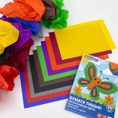 Цветная бумага ТИШЬЮ 17 г/<wbr/>м<sup>2</sup>, А4 (210&times;297 мм), 20 листов, 10 цветов интенсив, в папке, BRAUBERG, 116498