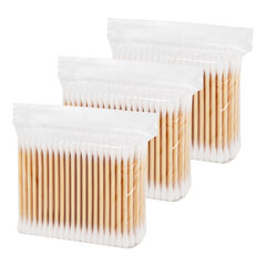 Ватные палочки КОМПЛЕКТ 3&times;200 шт., бамбуковый стик, 100% хлопок, зип-лок, ЗОЛОТОЙ ИДЕАЛ, 116559