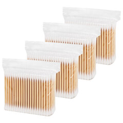 Ватные палочки КОМПЛЕКТ 4&times;200 шт., бамбуковый стик, 100% хлопок, зип-лок, ЗОЛОТОЙ ИДЕАЛ, 116560