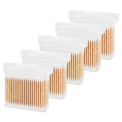 Ватные палочки КОМПЛЕКТ 5&times;200 шт., бамбуковый стик, 100% хлопок, зип-лок, ЗОЛОТОЙ ИДЕАЛ, 116561