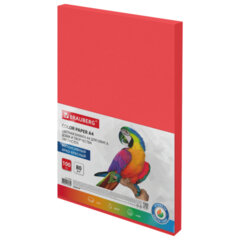 Бумага цветная BRAUBERG, А4, 80 г/<wbr/>м<sup>2</sup>, 100 л., интенсив, ЯРКО-КРАСНАЯ, для офисной техники, 116562