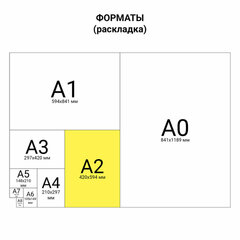 Папка для черчения БОЛЬШАЯ А2, 420&times;594 мм, 24 л., 200 г/<wbr/>м<sup>2</sup>, без рамки, ватман ГОЗНАК КБФ, BRAUBERG, 116572