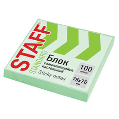 Блок самоклеящийся (стикеры) STAFF STANDARD, ПАСТЕЛЬНЫЙ 76&times;76 мм, зеленый, 100 листов, 116575