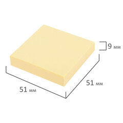 Блок самоклеящийся (стикеры) STAFF STANDARD, ПАСТЕЛЬНЫЙ 51&times;51 мм, желтый, 100 листов, 116577