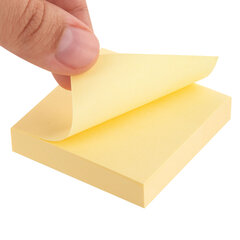 Блок самоклеящийся (стикеры) STAFF STANDARD, ПАСТЕЛЬНЫЙ 51&times;51 мм, желтый, 100 листов, 116577