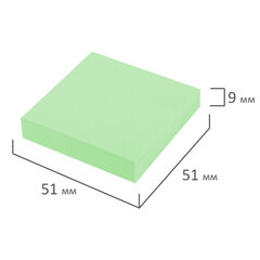 Блок самоклеящийся (стикеры) STAFF STANDARD, ПАСТЕЛЬНЫЙ 51&times;51 мм, зеленый, 100 листов, 116579