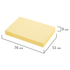 Блок самоклеящийся (стикеры) STAFF STANDARD, ПАСТЕЛЬНЫЙ 76&times;51 мм, желтый, 100 листов, 116581